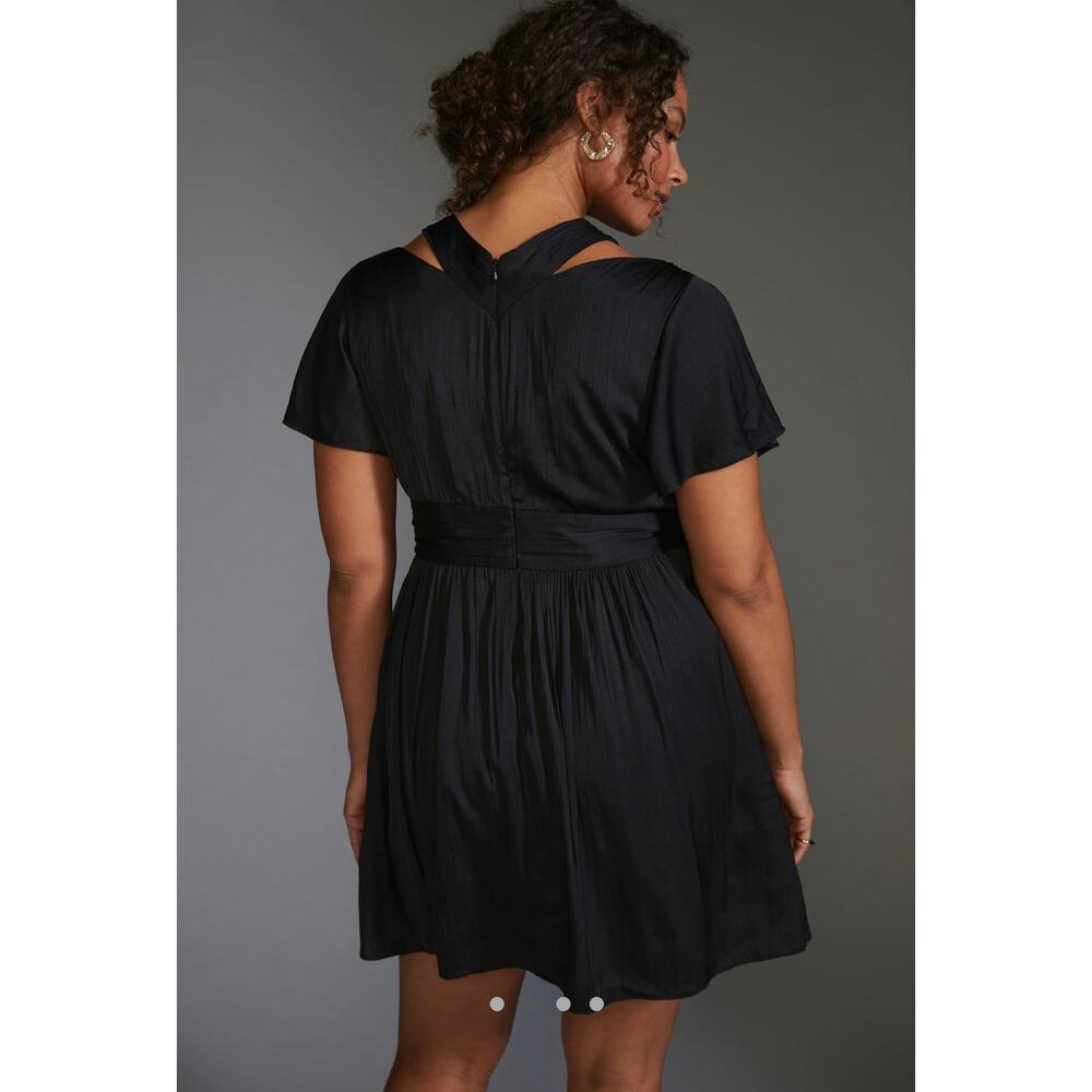 Anthropologie Deep V-Neck Vibrant Mini Dress - Green - Size 16 - Picture 3 of 9